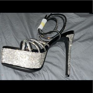 New never worn blinged out platform heels